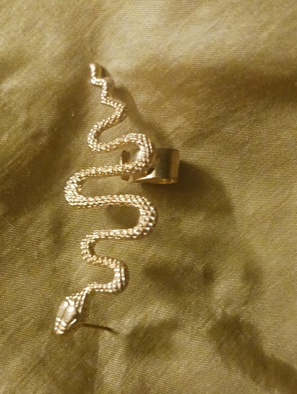 Gold Snake Ear Cuff Earring - Sculpted Serpent Design